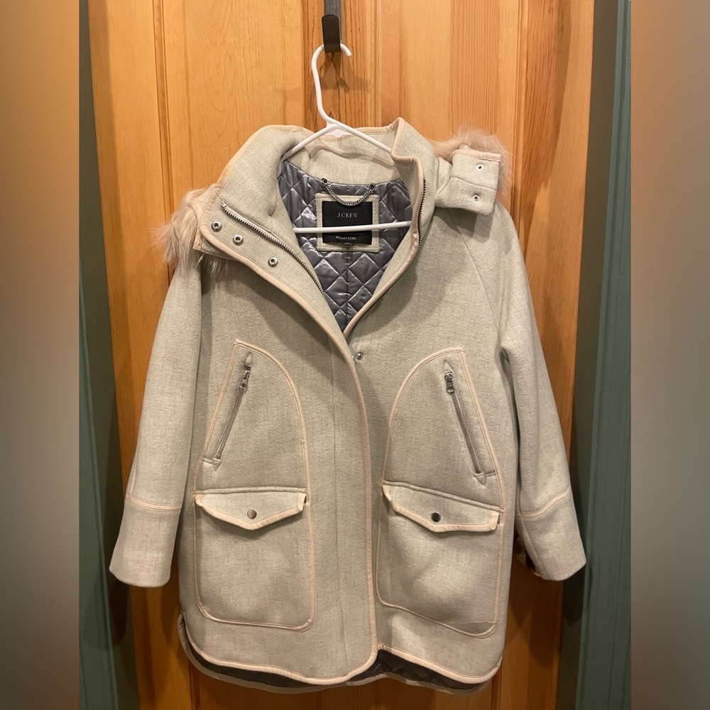 Gorgeous JCREW Green Hooded Dress Coat SZ 8P